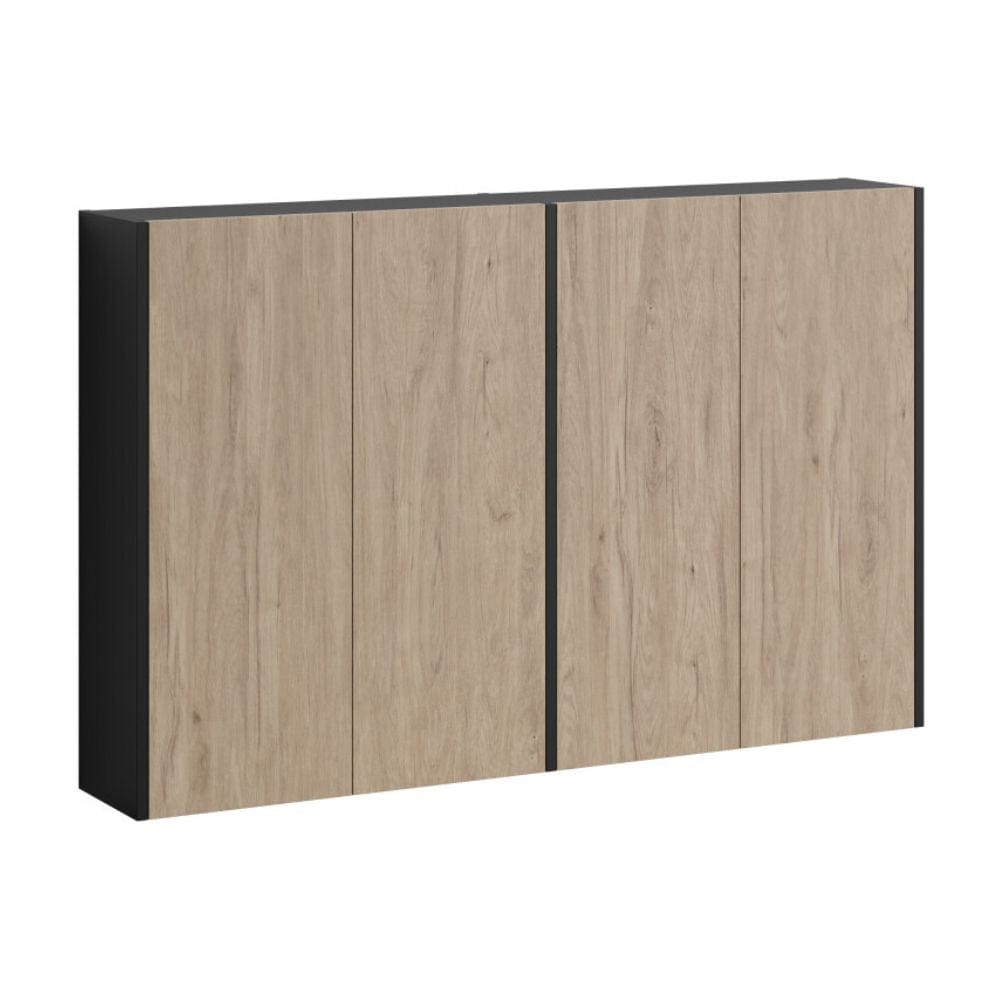 VikingBad Fay Dobbel Veggskap uten Speil Svart matt/eik VikingBad Sideskap bad VB-119188
