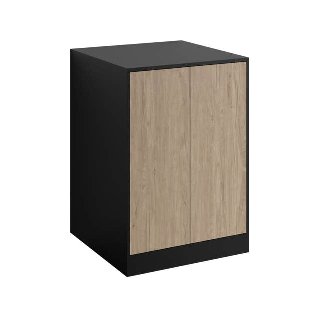 VikingBad Fay Lavt Saloon Innbyggingsskap Svart matt/eik VikingBad VB-119198