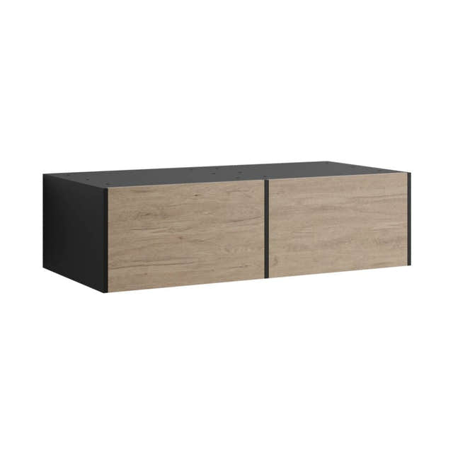 VikingBad Fay Slett Modul Dobbel Overskap Svart matt/eik VikingBad Sideskap bad VB-119224