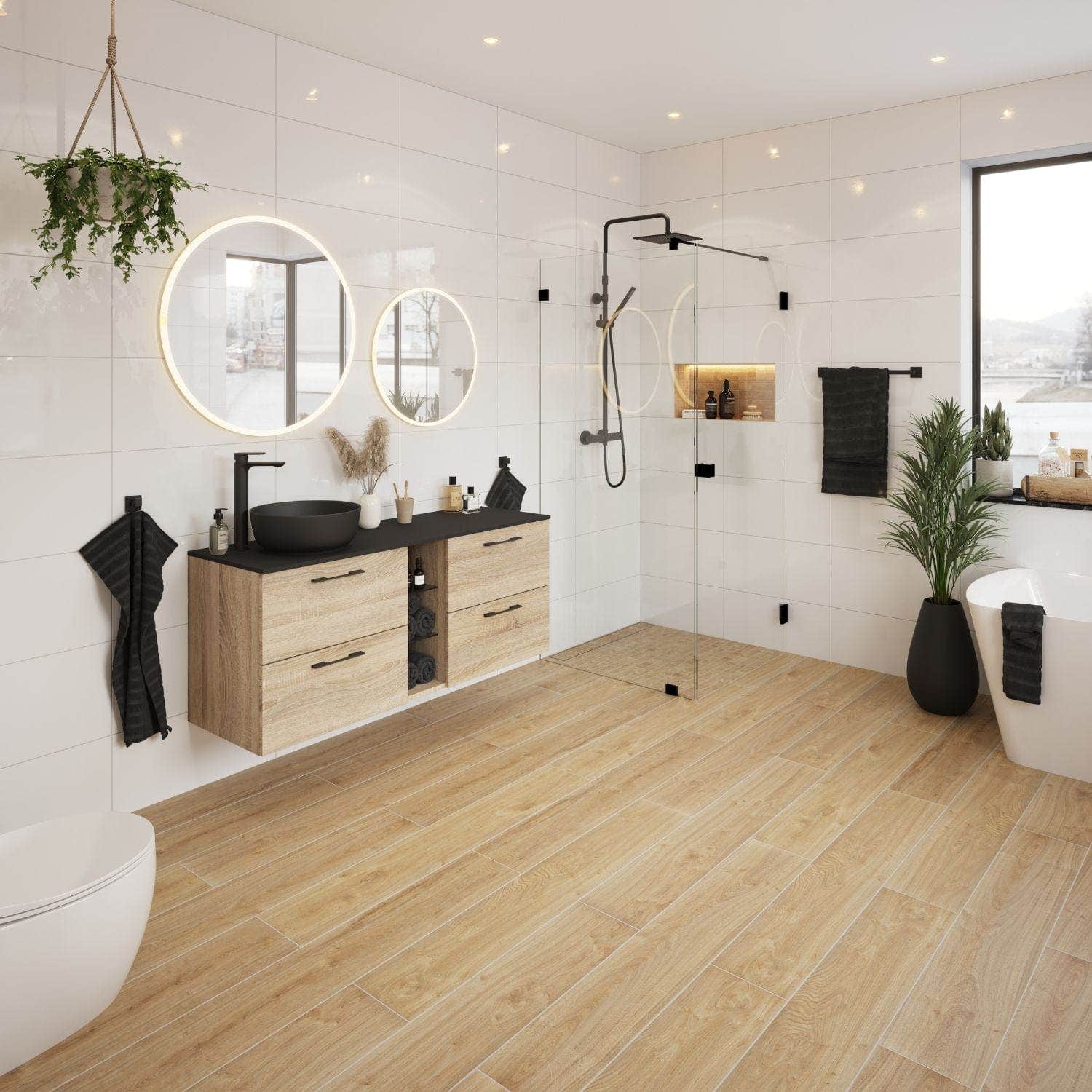 Vikingbad Greenwood vegg- / gulvflis Miele brun / 20x120cm VikingBad VB-114901.49Dxx.xx