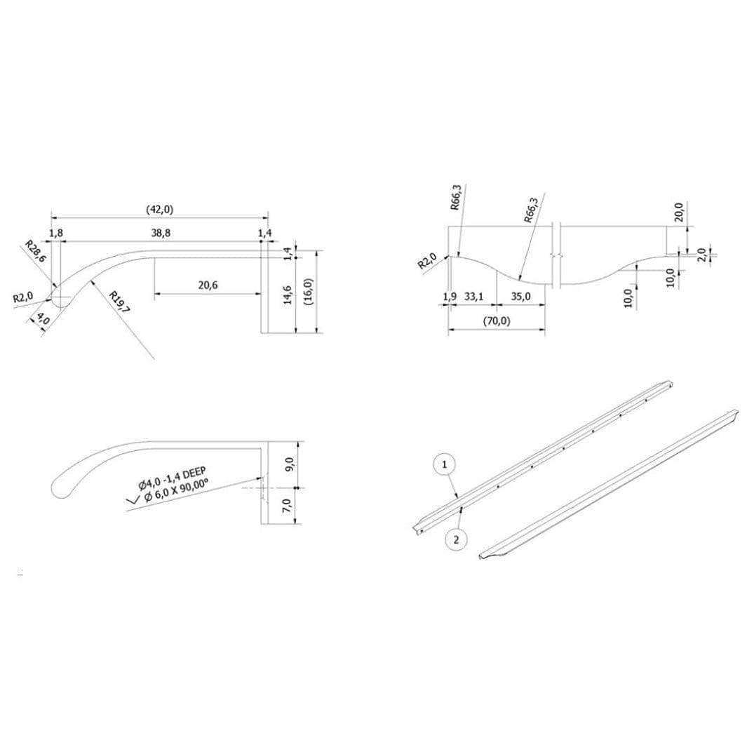 VikingBad Håndtak Veiv Universal - B350-1196mm VikingBad Knotter og håndtak