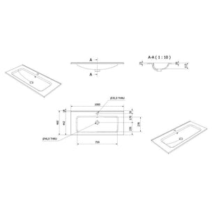 Vikingbad INA D46 Thin Møbelservant  B60-180cm - H2cm