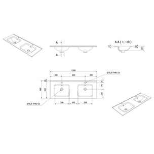 Vikingbad INA D46 Thin Møbelservant  B60-180cm - H2cm