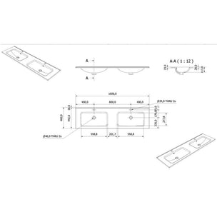 Vikingbad INA D46 Thin Møbelservant  B60-180cm - H2cm