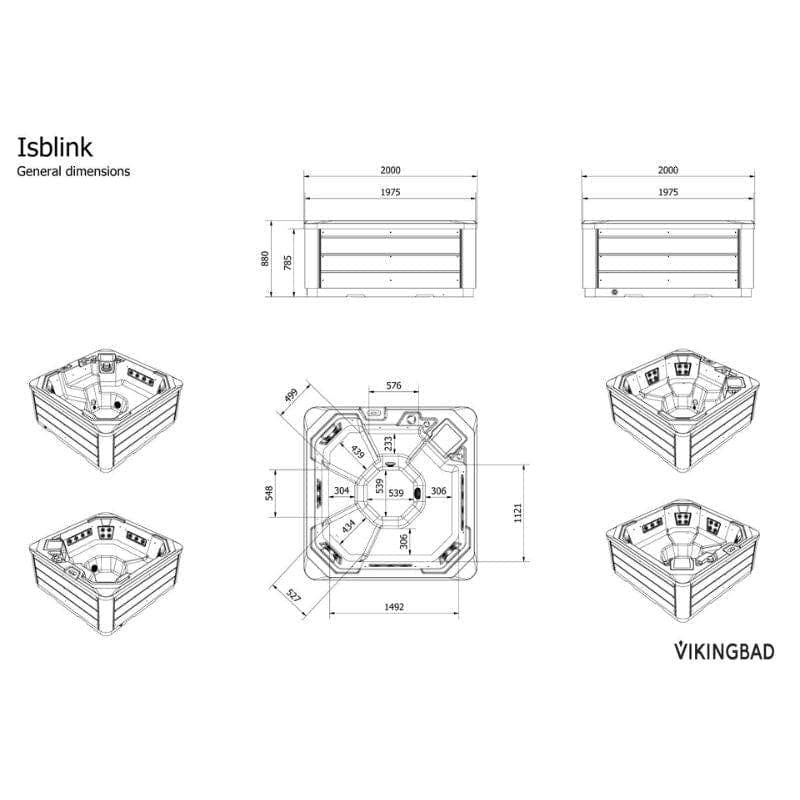 VikingBad ISBLINK Utendørs massasjebad VikingBad Utendørs boblebad VB-116473