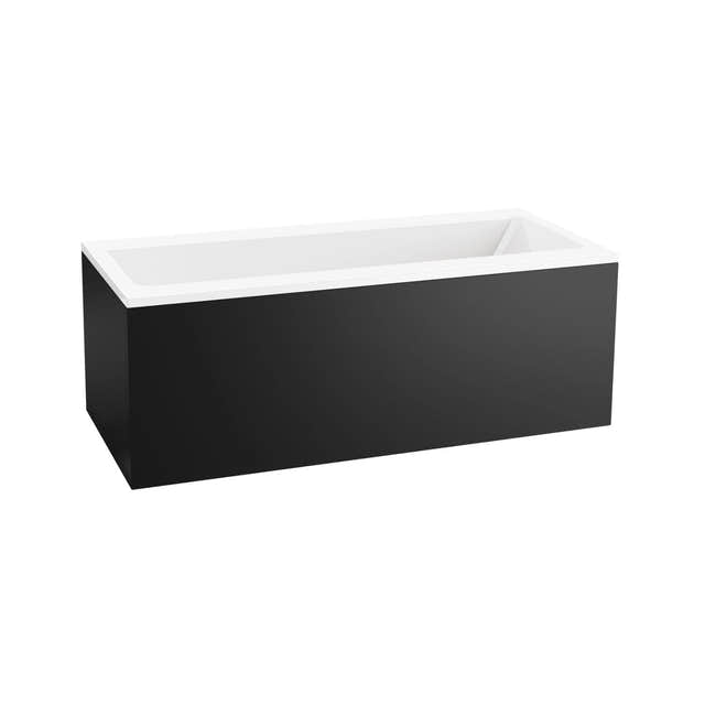 VikingBad Kvadrat Duo Badekar 170-180 Svart matt / 170cm / Front & endepanel VikingBad Firkantet badekar VB-114520