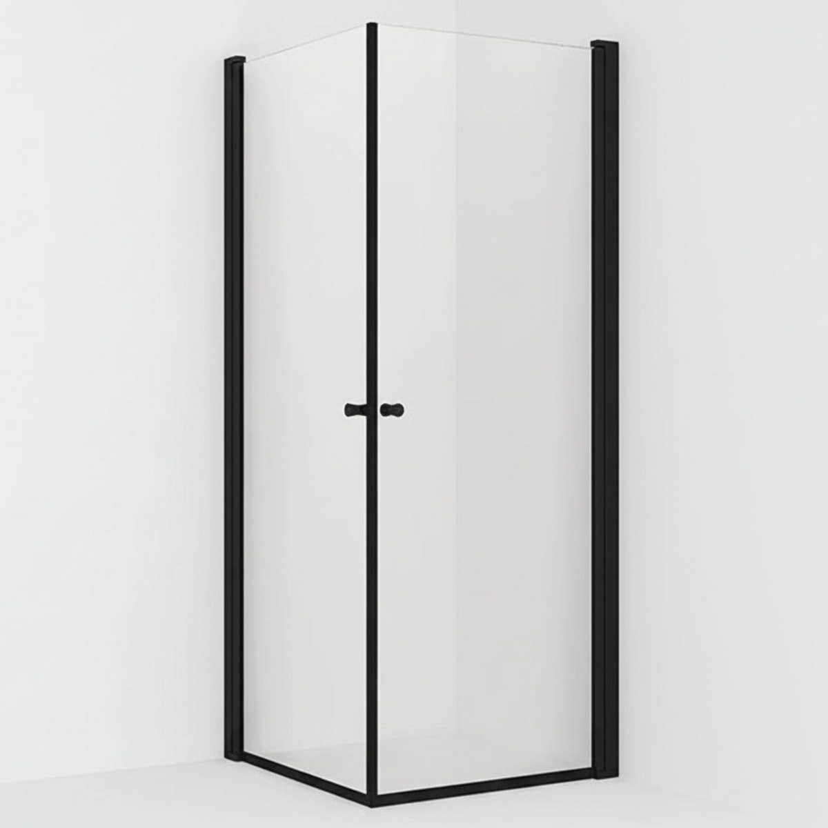 VikingBad LIAM Dusjhjørne Rett H195cm Svart matt / 70x70cm / Klart glass VikingBad Dusjhjørne VB-112137