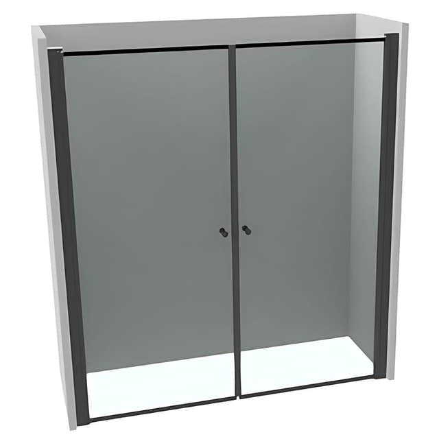 VikingBad Liam Dusjnisje Saloon B80-105cm Svart matt / 105cm / Klart glass VikingBad Dusjnisje VB-003824-08