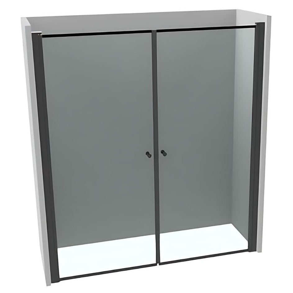 VikingBad Liam Dusjnisje Saloon B80-105cm Svart matt / 80cm / Klart glass VikingBad Dusjnisje VB-003824-03