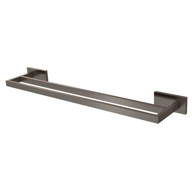VikingBad Luna Rett Dobbel Håndklestang B65cm Børstet grå VikingBad Håndklestang VB-017984-06