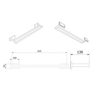 OUTLET: Vikingbad Luna Rett Dobbel Håndklestang B65cm
