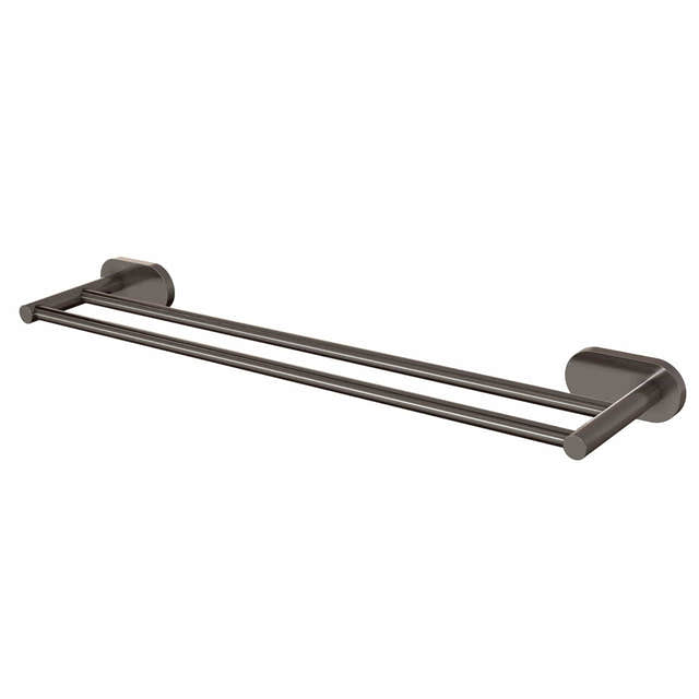 VikingBad Luna Rund Dobbel Håndklestang B65cm Børstet grå VikingBad Håndklestang VB-017983-06