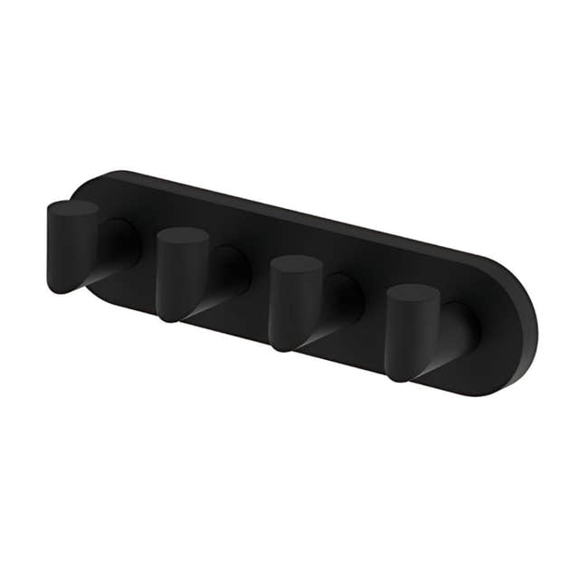 VikingBad Luna Rund Knaggrekke med 4 kroker Svart matt VikingBad Knagger VB-017937-02