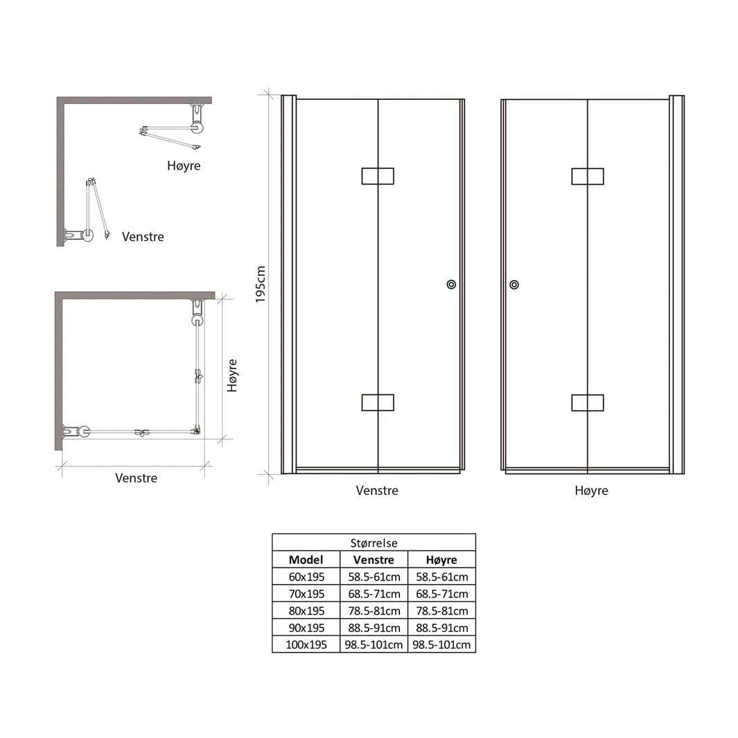VikingBad MATS Dusjhjørne Leddet H195cm VikingBad Dusjhjørne