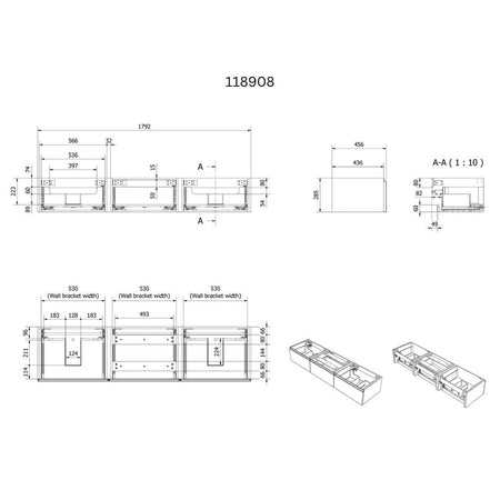 Vikingbad Mie DEMI Fingergrep Servantskap 180 cm