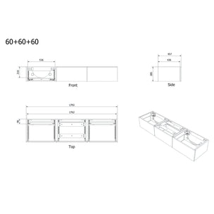 Vikingbad MIE DEMI Stav Servantskap Mål: B180xH46xD29 cm (3x60)
