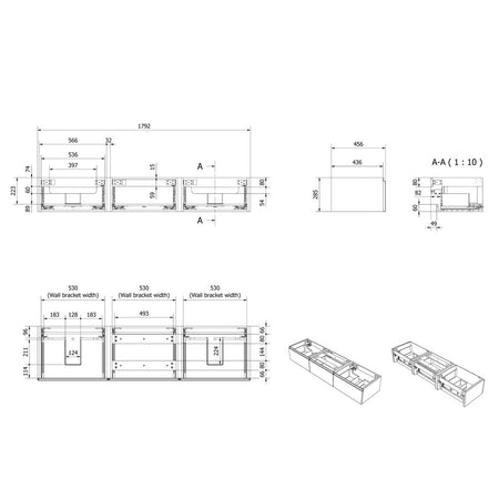 Vikingbad MIE Demi Slett Servantskap Mål: B180xH46xD29 cm (2 Servant)