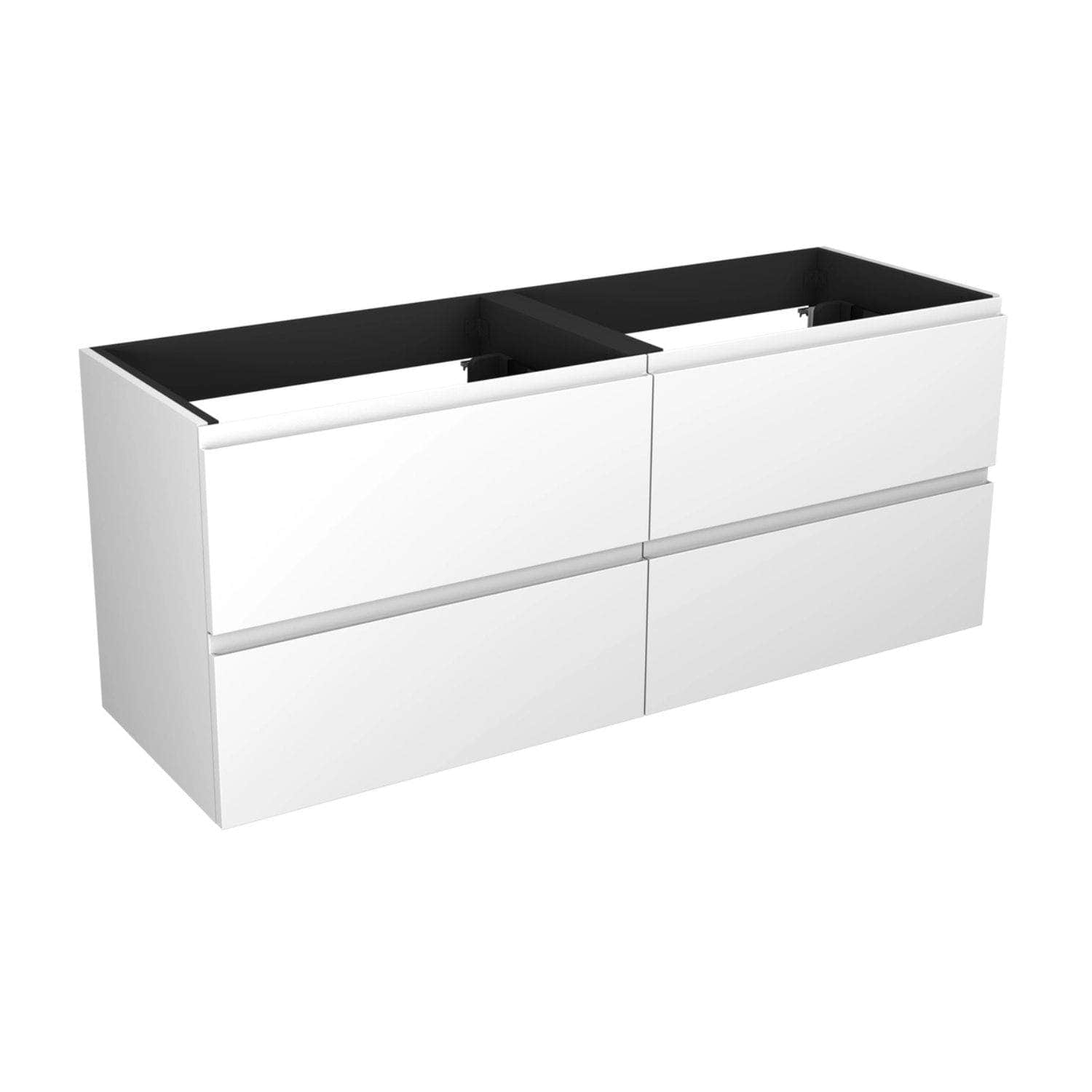 Vikingbad MIE FINGERGREP DBL Servantskap åpen glasshylle Hvit høyglans / 140cm dobbel VikingBad Servantskap VB-114543