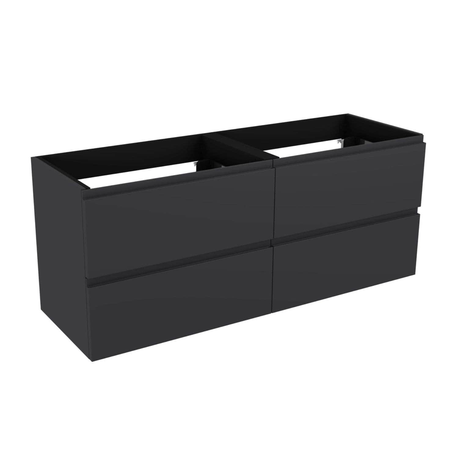 Vikingbad MIE FINGERGREP DBL Servantskap åpen glasshylle Mørk grå / 140cm dobbel VikingBad Servantskap VB-114546