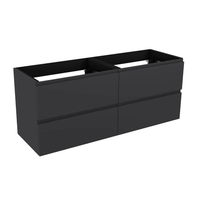 Vikingbad MIE FINGERGREP DBL Servantskap åpen glasshylle Mørk grå / 140cm dobbel VikingBad Servantskap VB-114546