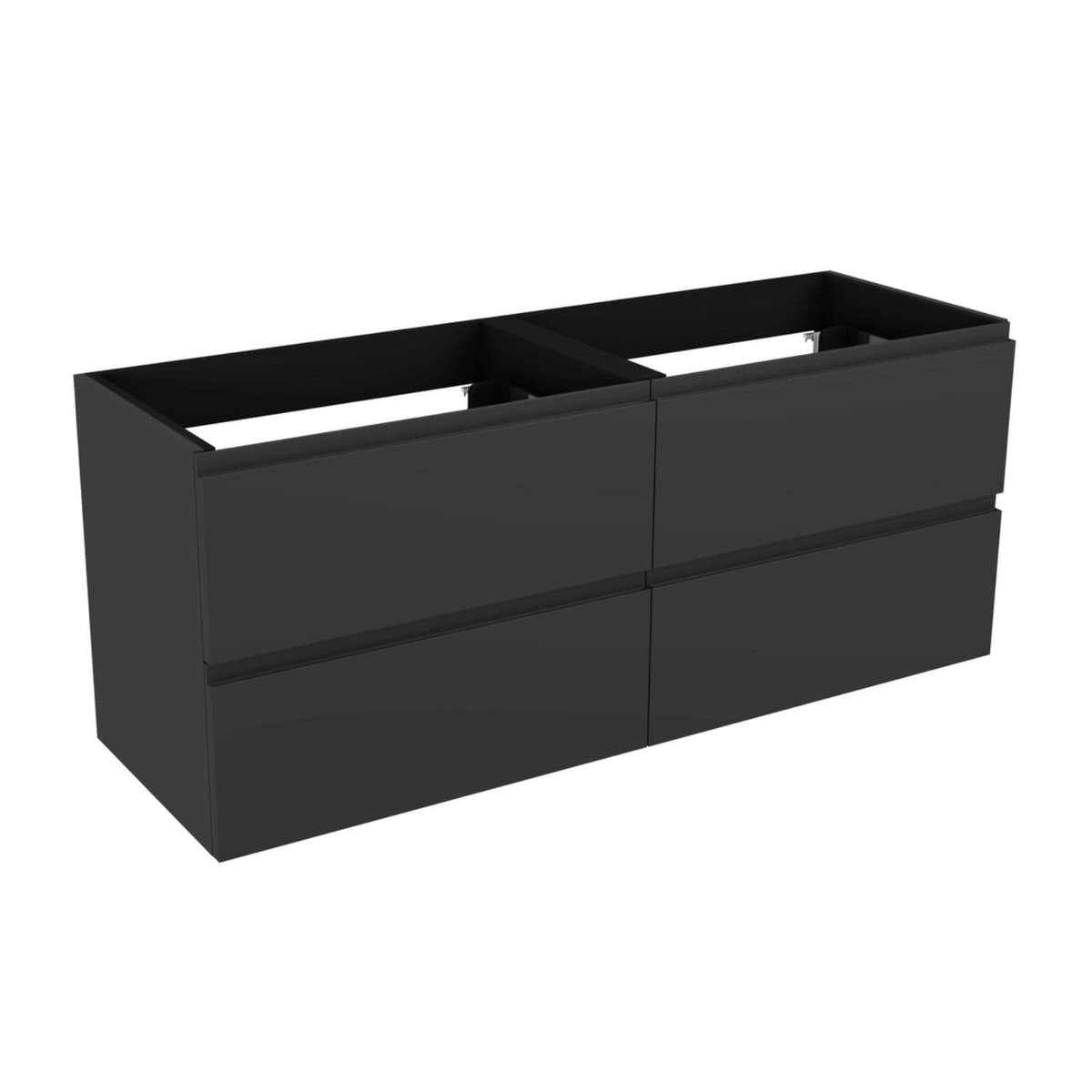 Vikingbad MIE FINGERGREP DBL Servantskap åpen glasshylle Mørk grå / 140cm dobbel VikingBad Servantskap VB-114546