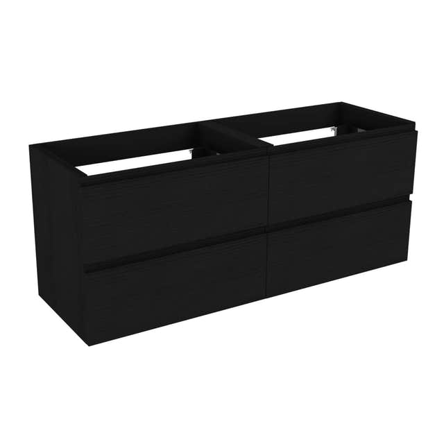 Vikingbad MIE FINGERGREP DBL Servantskap åpen glasshylle Svart eik / 140cm dobbel VikingBad Servantskap VB-114548