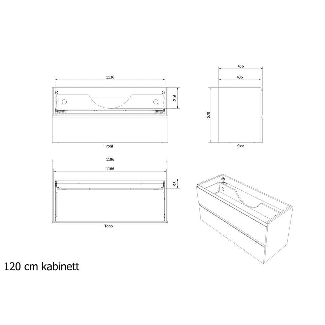 VikingBad MIE FINGERGREP Servantskap - Mål: B(60-200)xH57xD46 cm VikingBad Servantskap