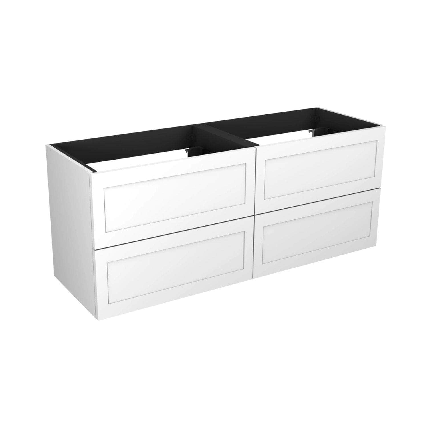 Vikingbad MIE RAMME Servantskap åpen glasshylle Hvit høyglans / 140cm dobbel VikingBad Servantskap VB-114526