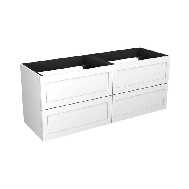 Vikingbad MIE RAMME Servantskap åpen glasshylle Hvit høyglans / 140cm dobbel VikingBad Servantskap VB-114526