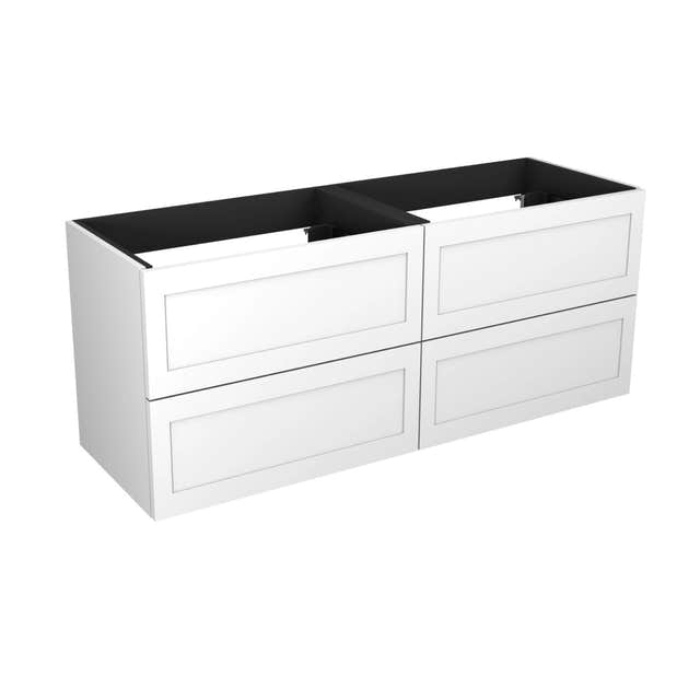Vikingbad MIE RAMME Servantskap åpen glasshylle Hvit matt / 140cm dobbel VikingBad Servantskap VB-114527
