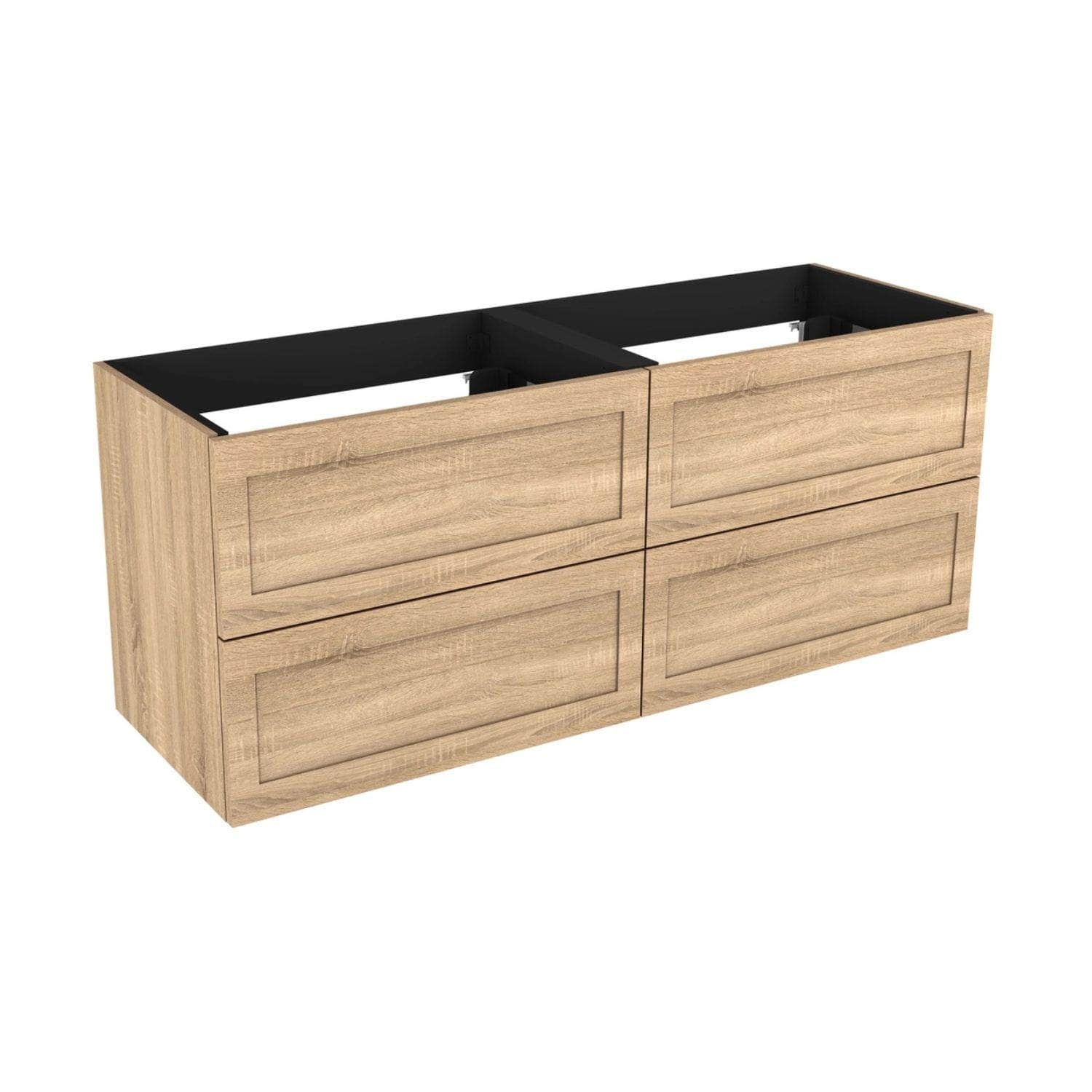 Vikingbad MIE RAMME Servantskap åpen glasshylle Lys eik / 140cm dobbel VikingBad Servantskap VB-114528