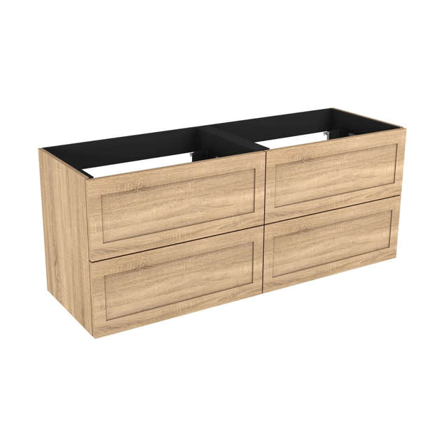 Vikingbad MIE RAMME Servantskap åpen glasshylle Lys eik / 140cm dobbel VikingBad Servantskap VB-114528
