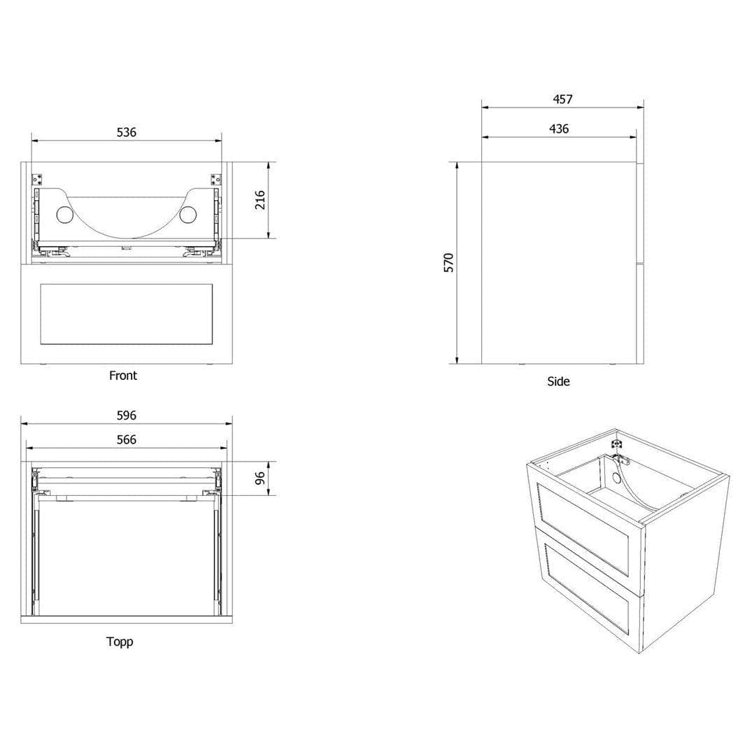 VikingBad MIE RAMME Servantskap - Mål: B(60-180)xH57xD46 cm VikingBad Servantskap