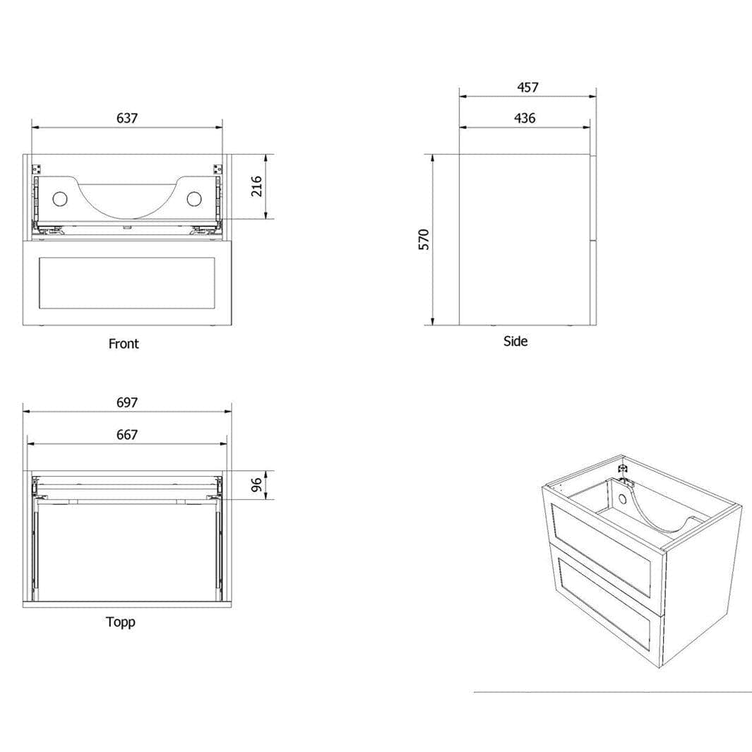 VikingBad MIE RAMME Servantskap - Mål: B(60-180)xH57xD46 cm VikingBad Servantskap