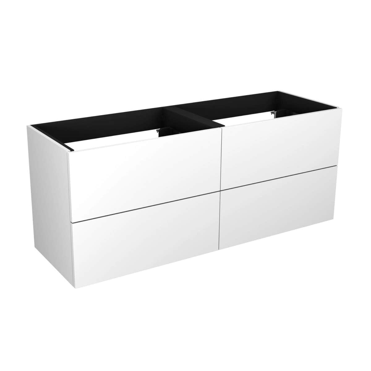 Vikingbad MIE SLETT Servantskap åpen glasshylle Hvit høyglans / 140cm dobbel VikingBad Servantskap VB-114557