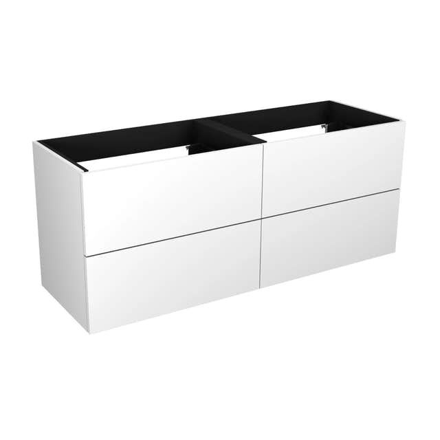Vikingbad MIE SLETT Servantskap åpen glasshylle Hvit matt / 140cm dobbel VikingBad Servantskap VB-114558