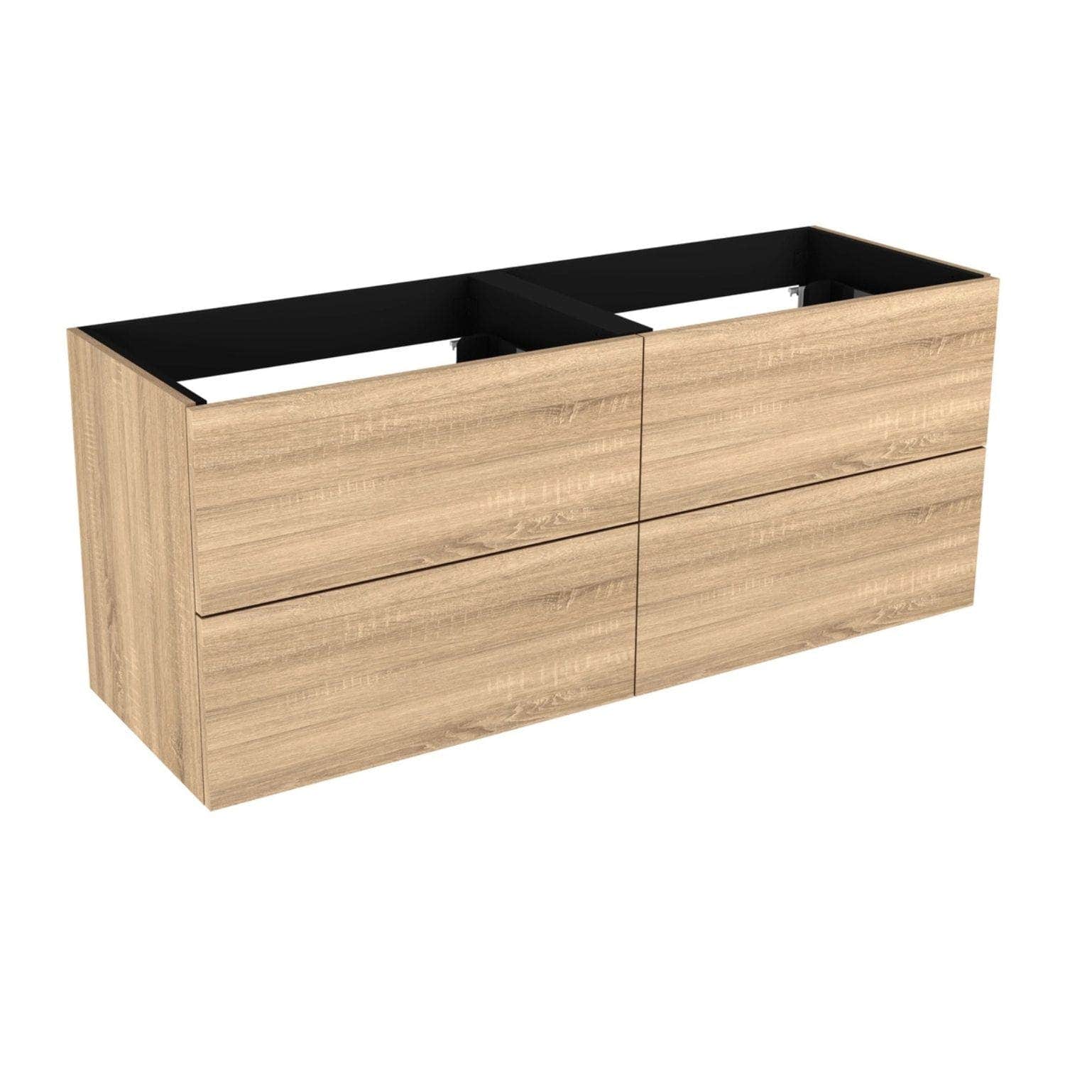 Vikingbad MIE SLETT Servantskap åpen glasshylle Lys eik / 160cm dobbel VikingBad Servantskap VB-114567
