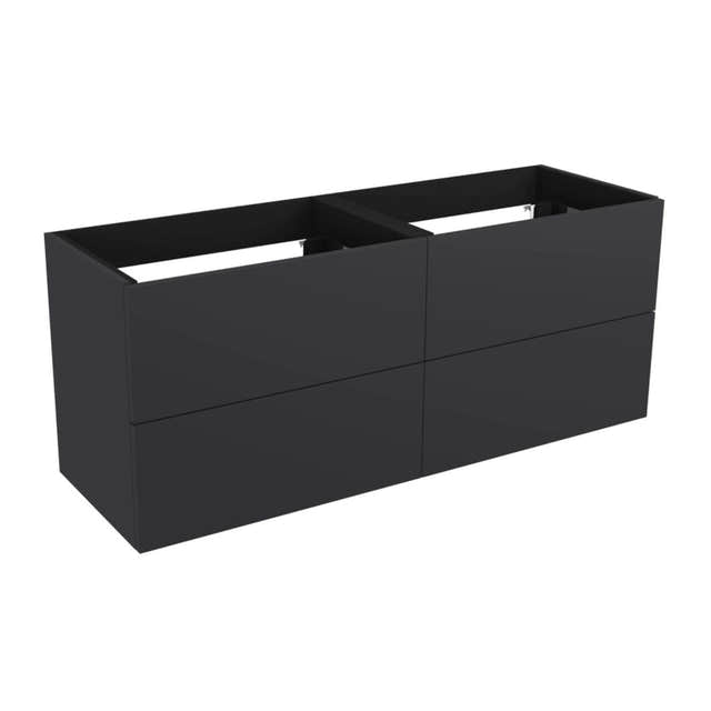 Vikingbad MIE SLETT Servantskap åpen glasshylle Mørk grå / 140cm dobbel VikingBad Servantskap VB-114560