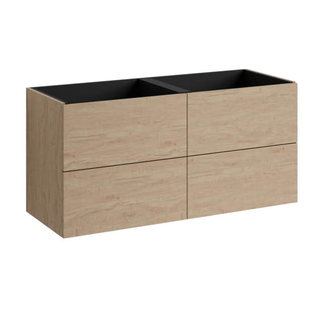 Vikingbad MIE SLETT Servantskap åpen glasshylle Skandinavisk eik / 140cm dobbel VikingBad Servantskap VB-119469