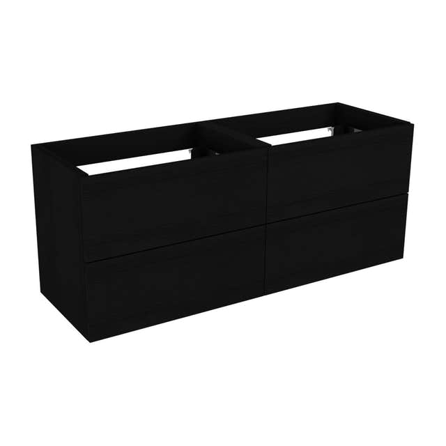 Vikingbad MIE SLETT Servantskap åpen glasshylle Svart eik / 140cm dobbel VikingBad Servantskap VB-114562