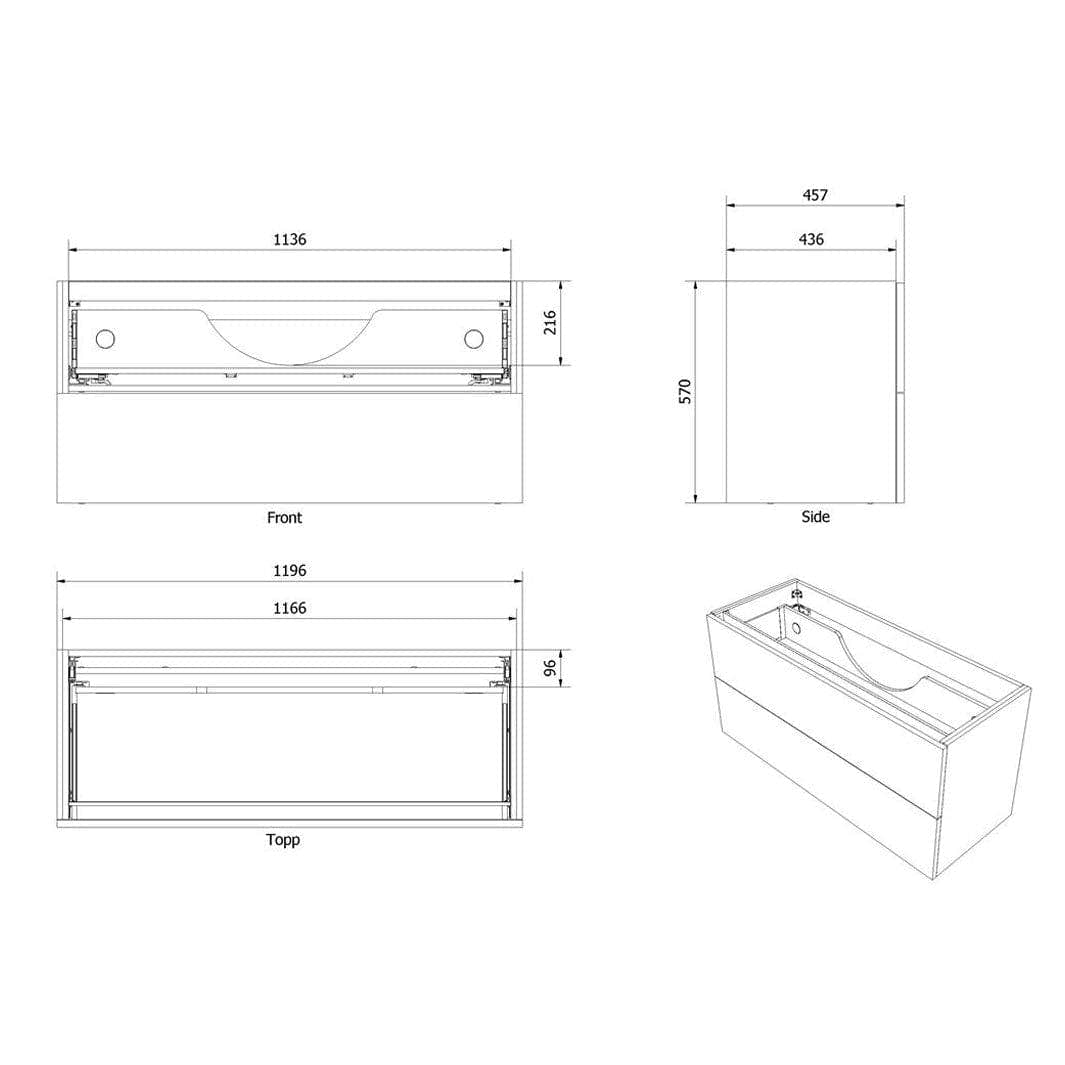 VikingBad MIE SLETT Servantskap - Mål: B(60-200)xH57xD46 cm VikingBad Servantskap