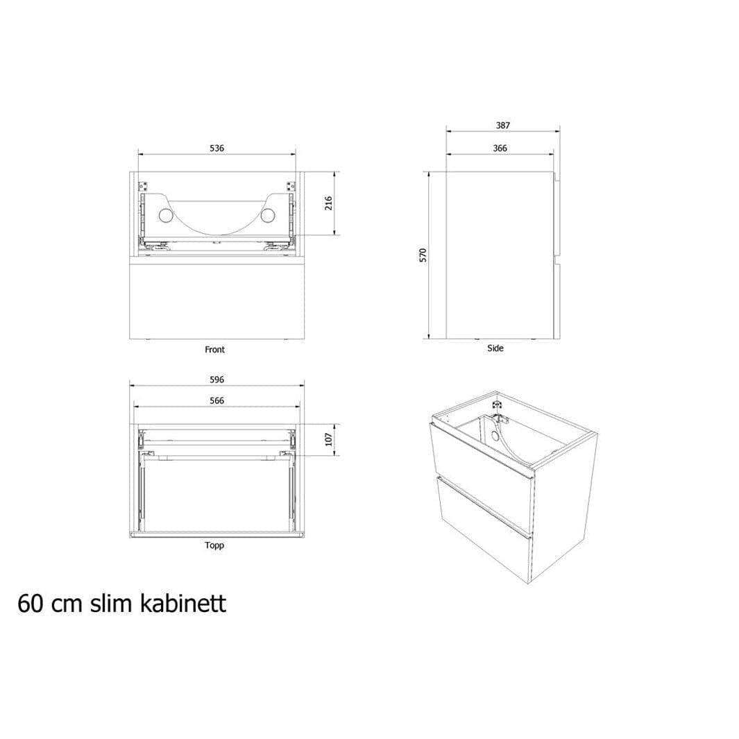 VikingBad MIE SLIM Fingergrep Servantskap - Mål: B(50/60/90)xH57xD39 cm VikingBad Servantskap
