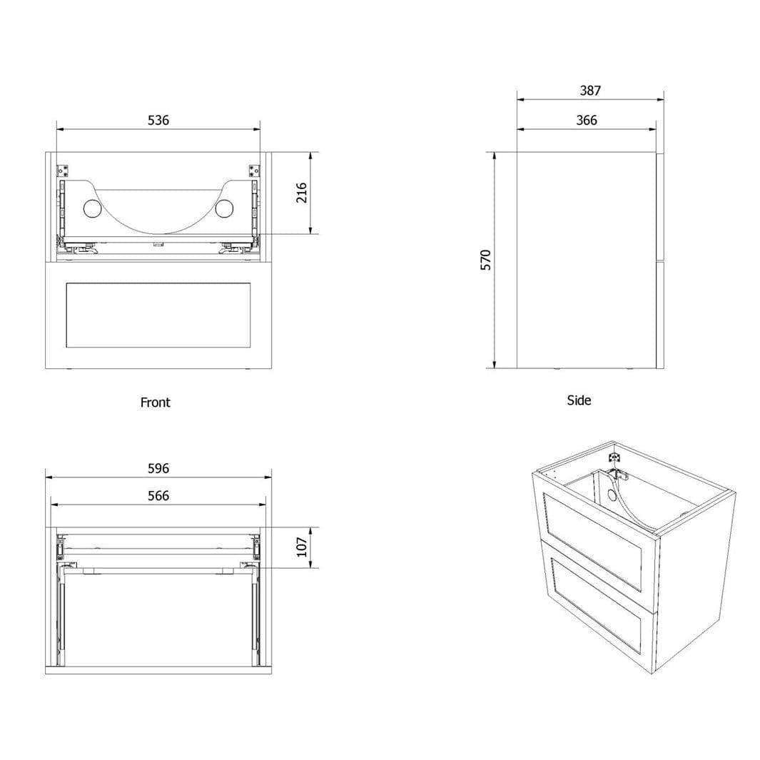 VikingBad MIE SLIM Ramme Servantskap - Mål: (B60/90)xH57xD39 cm VikingBad Servantskap