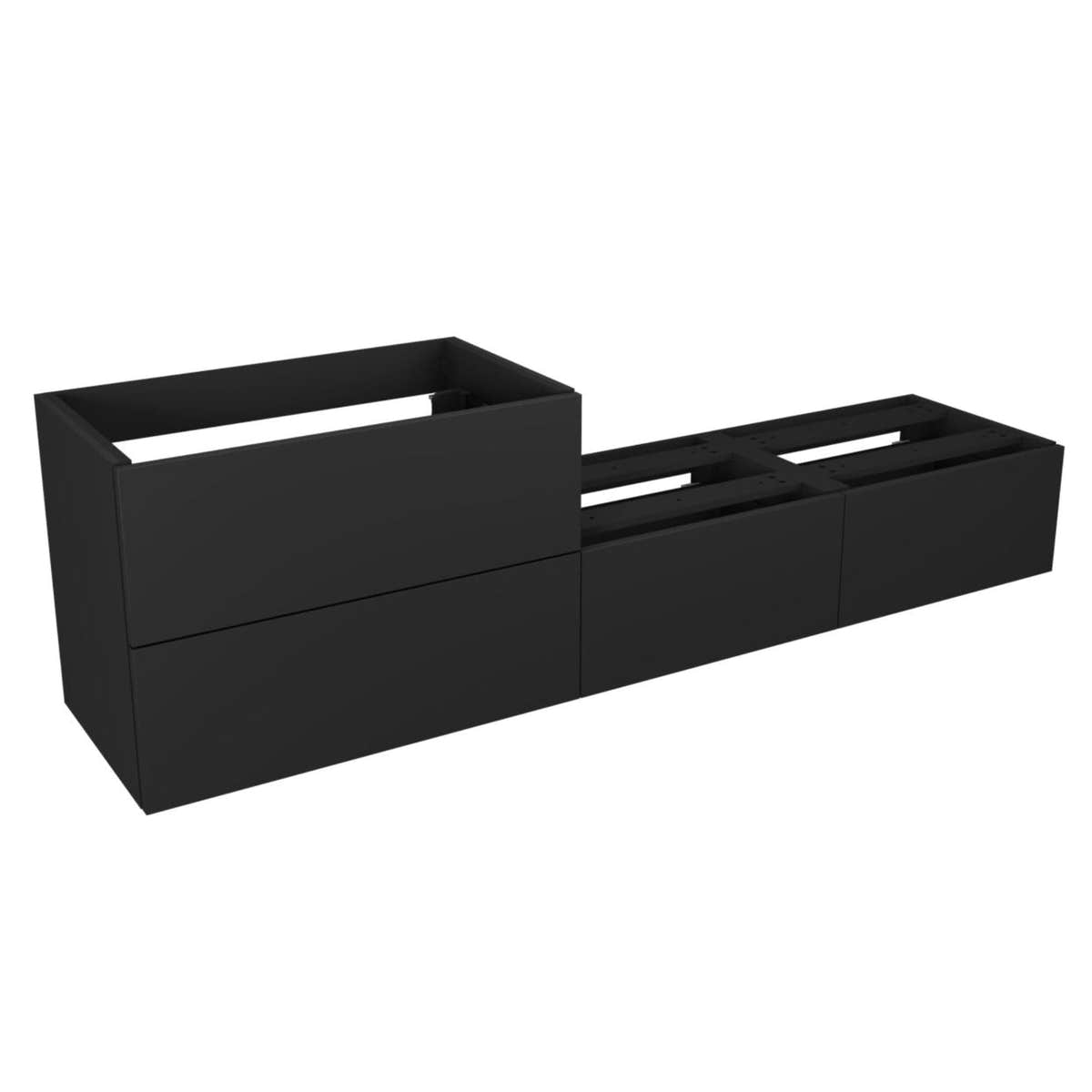VikingBad Mie Smart Slett Servantskap 200 cm Svart matt / 200cm VikingBad Servantskap VB-116201