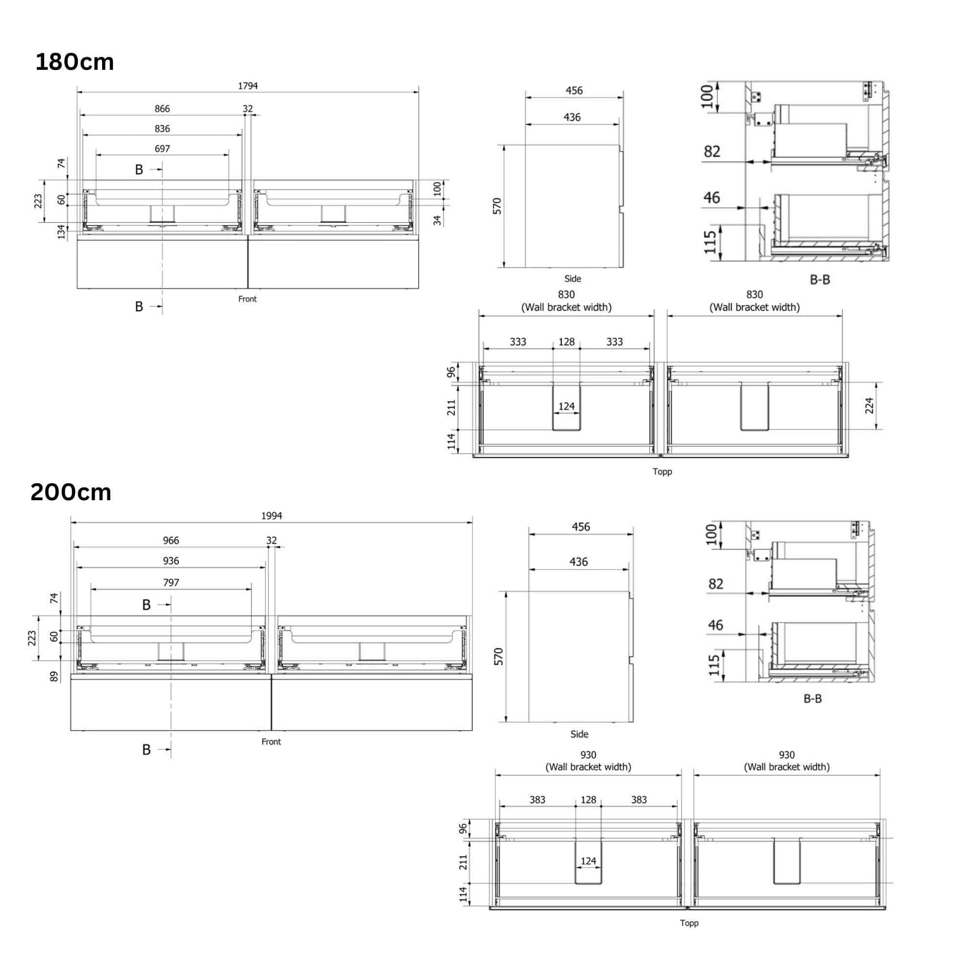 VikingBad MIE STAV Servantskap B60-200cm VikingBad Servantskap