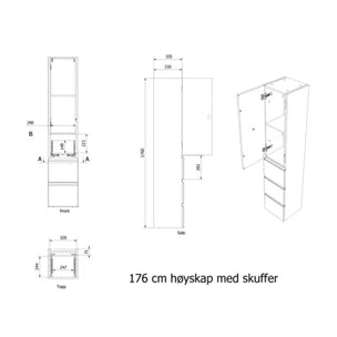 Vikingbad MIE STAV H176 3S Høyskap