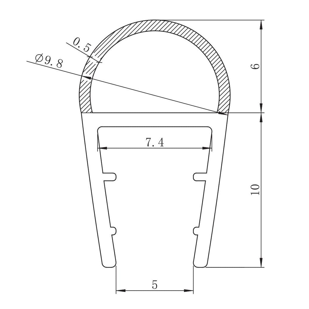 VikingBad Nisjedør pakningslist 6mm mellom glass og vegg i nisje VikingBad Dusjtilbehør VB-108326
