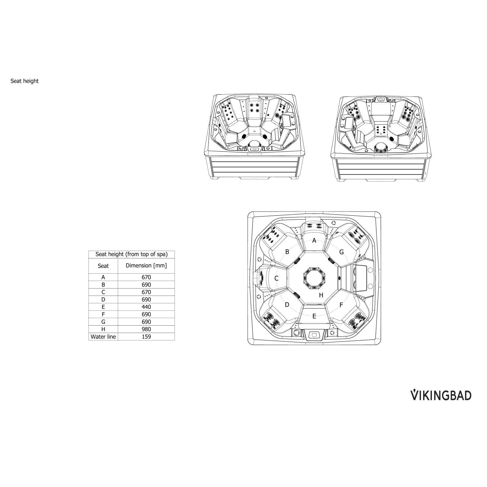 Vikingbad Nordlys Utendørs Spa Sterling Silver/Grå - FRP lokk og bluetooth stereo VikingBad Utendørs boblebad VB-113937