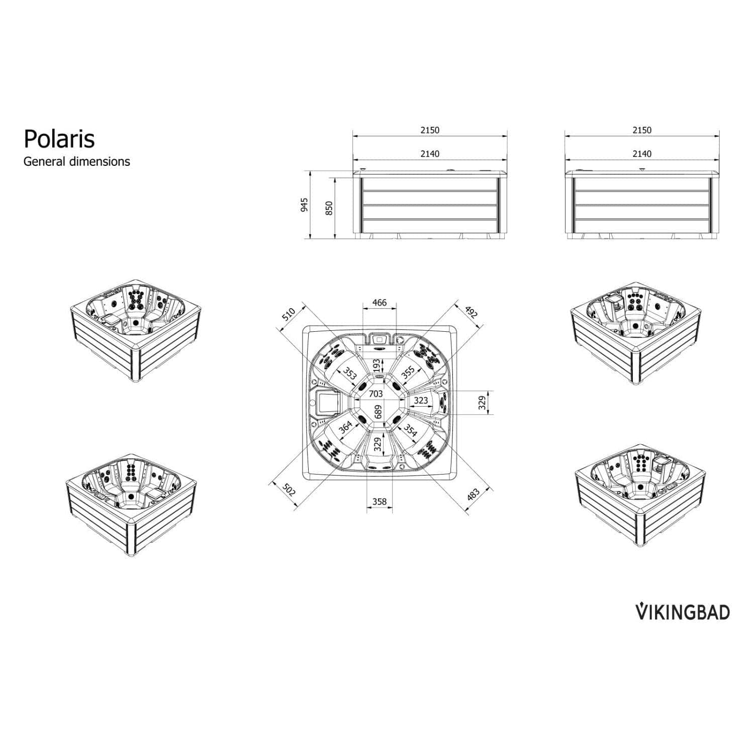 VikingBad POLARIS Utendørs massasjebad VikingBad Utendørs boblebad VB-115196