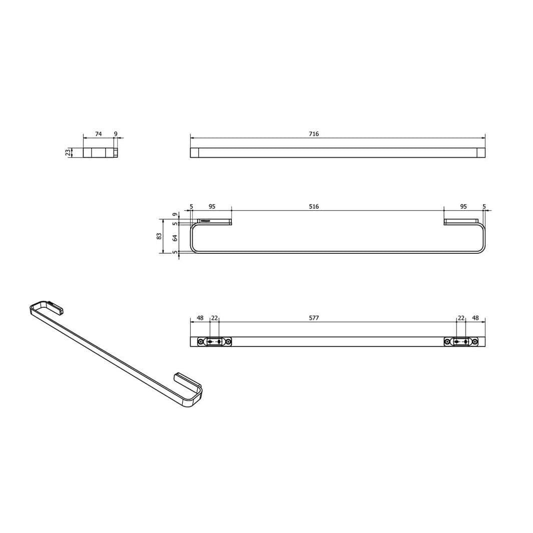 VikingBad Saga Håndklestang B72cm Svart matt VikingBad Håndklestang VB-003303-02